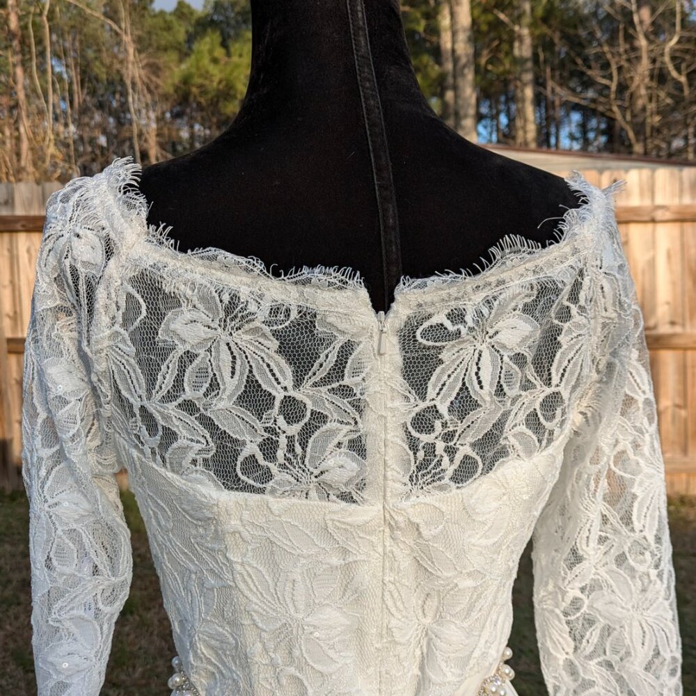 David's Bridal Wedding Gown Size 8 with Sash - Picture 13 of 14
